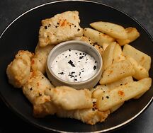 Рыба в пивном кляре с картофелем