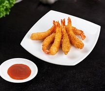 Жареные креветки в картофеле