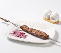 Шашлык из говяжьей печени с курдюком
