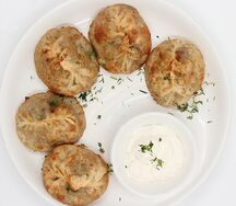 Жареные манты с тыквой и мясом 