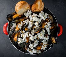 Мидии Соленая карамель, попкорн