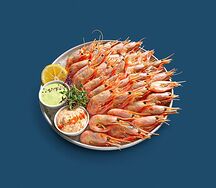 Отварные креветки с двумя соусами