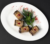 Рулетики из баклажанов с орехами