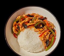 Свинина в кисло-сладком соусе с рисом
