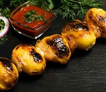 Картофель с курдюком на углях