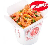 Лапша wok креветки в соусе посычуански