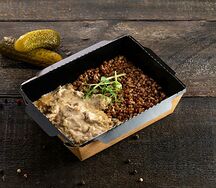 Бефстроганов с грибами и гречкой