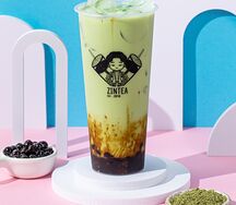 Матча с карамельными тапиоками