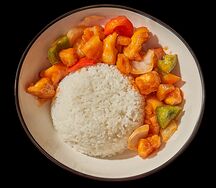 Курица с ананасами и рисом