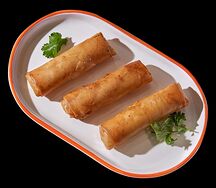 Жареные спринг роллы с курицей и креветками