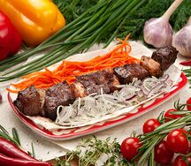 Шашлык из печени с курдюком