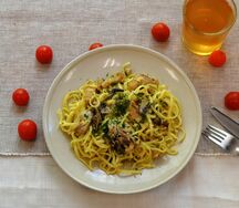 Паста Феттуччине с курицей и грибами