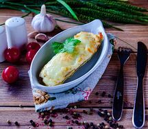 Кабачок фаршированный куриным мясом