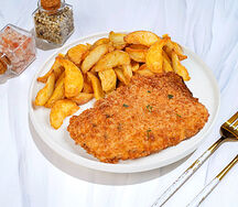 Шницель куриный с картофелем по-деревенски