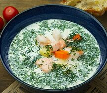 Уха по-эстонски со сливками и зеленью