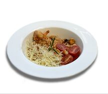 Ризотто в томатно-сливочном соусе с морепродуктами