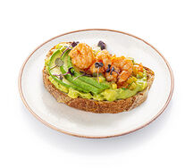 Брускетта с креветками и авокадо