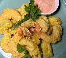 Морепродукты и цукини темпура
