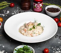 Ризотто Креветки и зелёный горошек