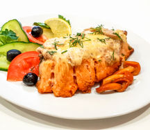 Форель запеченная с грибами и сыром