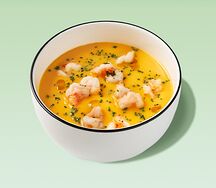 Тыквенный суп с креветками и имбирем