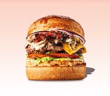 Грибной бургер с котлетой из говядины и домашним трюфельным майонезом