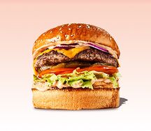 Оригинальный бургер с котлетой из говядины, чеддером и соусом BBQ