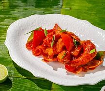 Креветки с овощами 