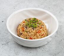 Жареный рис с вешенками и болгарским перцем 
