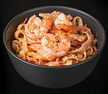 Лапша Удон с креветкой в сливочном соусе
