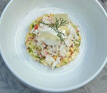 Окрошка с камчатским крабом