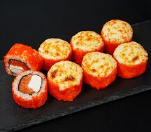 Запеченный с сыром и лососем
