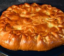 Постный пирог с гречкой и шампиньонами