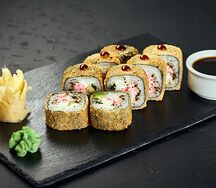 Горячий ролл с креветками и снежным крабом