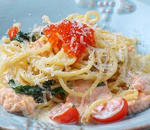 Макароны с лососем