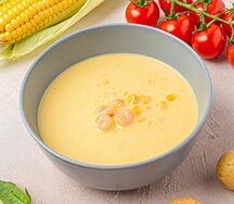 Кукурузный суп с креветками