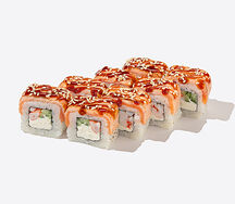 Опалённый лосось и креветка