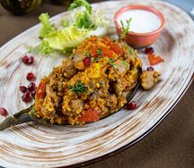Баранина с баклажаном и булгуром