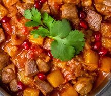 Тушеная баранина с овощами