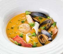 Крем-суп из тыквы с морепродуктами