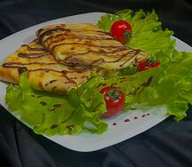 Блины с ветчиной, сыром и яйцом