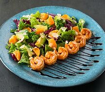 Салат апельсиновые креветки
