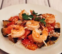 Тигровые креветки с овощами