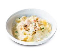 Папарделле с крабом и креветками