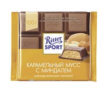 Ritter Sport Шоколад Молочный карамельный мусс с миндалем