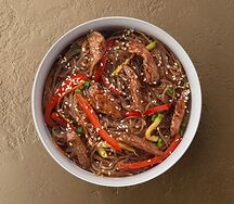 Фунчоза со свининой, овощами и соусом терияки