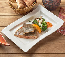 Камбала жареная с брокколи и грибами