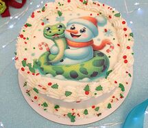 Бенто торт Maxi с новогодним дизайном Снеговик со змейкой