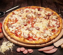 Пицца Мясное ассорти на тонком тесте малая