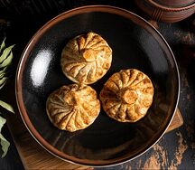 Хинкали с грибами жареные